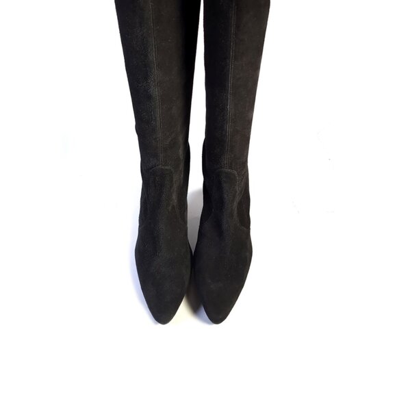 STUART WEITZMAN Boots Black Stretch Suede Heeled Boots 9.5 M - Picture 4 of 6